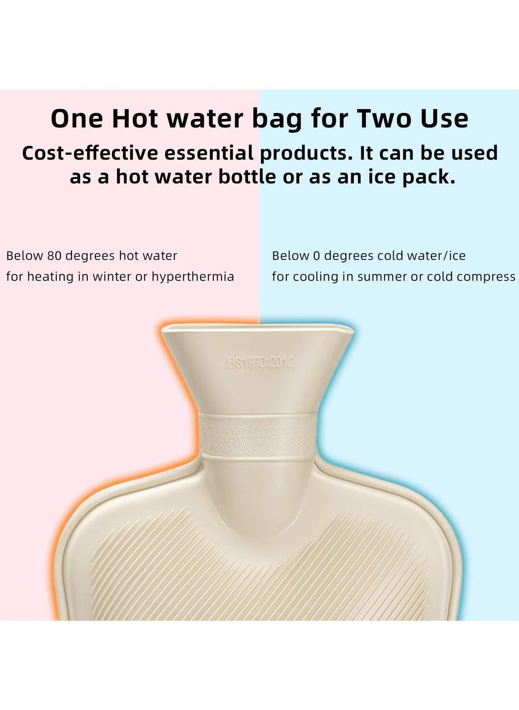 Hot Water Bag with Soft Cover | Classic Rubber Hot Water Bag for Cramps, Neck, Shoulder Pain Relief | Hot & Cold Therapy Pack (Multi)