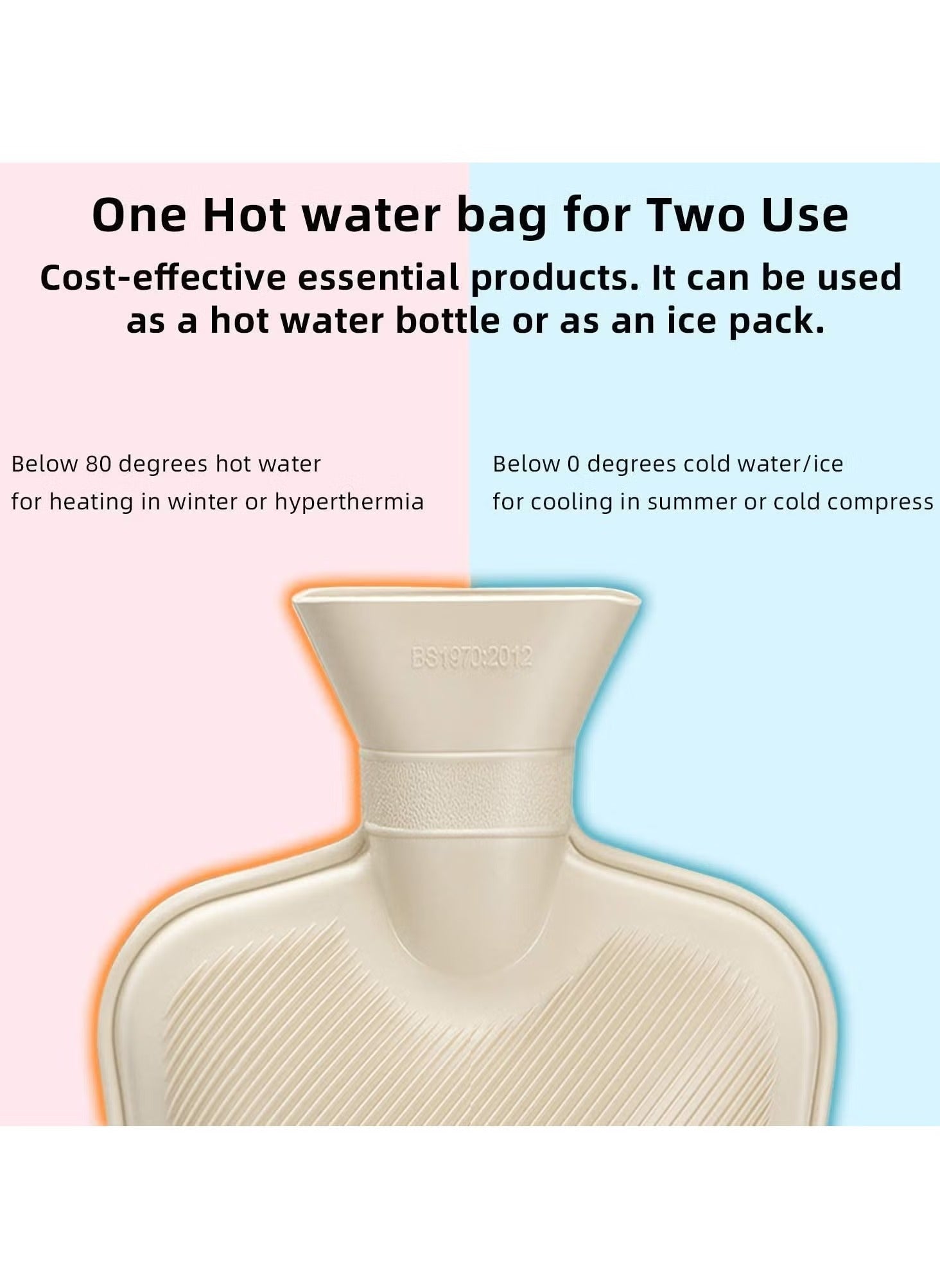 Hot Water Bag with Soft Cover | Classic Rubber Hot Water Bag for Cramps, Neck, Shoulder Pain Relief | Hot & Cold Therapy Pack (Multi)