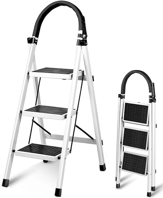 Lightweight Foldable Ladder – Anti-Slip Multi-Position Ladder, Heavy Duty & Sturdy, Compact Design for Home, Kitchen, Pantry, and Office Use, High Capacity