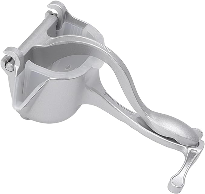 Silver Efficient Non-Lemon Fruit Presser | Manual Aluminum Alloy Squeezer | Easy Wash Design with 2 Funnels for Maximum Juice Extraction