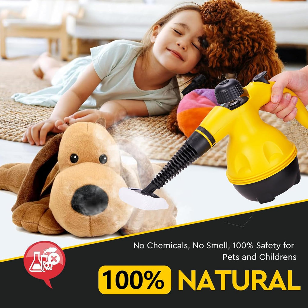 Powerful Pressurized Handheld Steam Cleaner - 9pc Kit for Multi-Surface Cleaning (Kitchen, Bathroom, Car, Windows, Grime