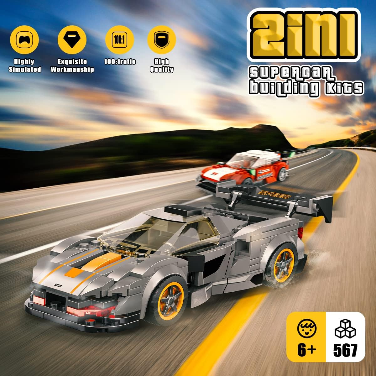 Come Alive McLaren Iconic Race Car Building Kit. Collectible speed champions construction toy for boys & girls aged 8+. Multicolor.