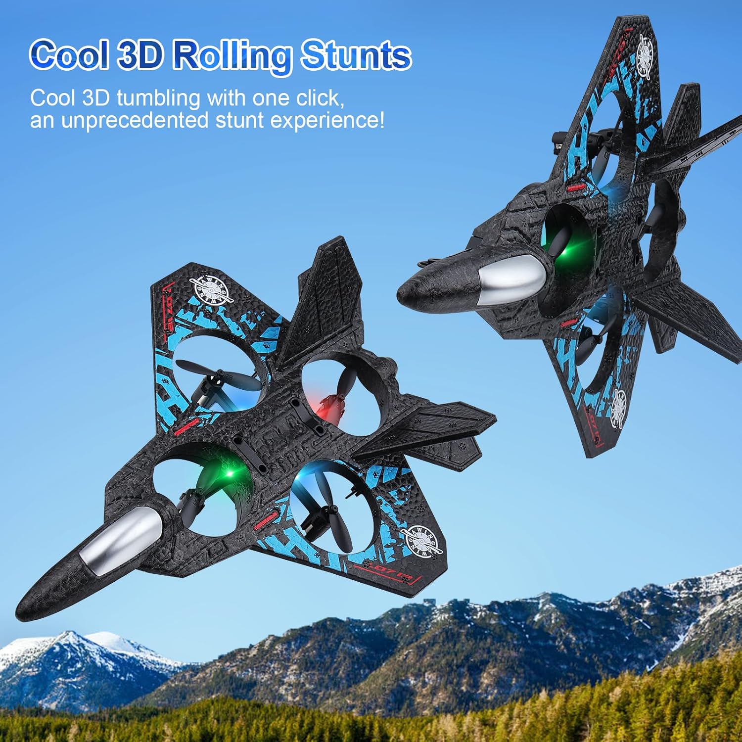 RC Aeroplane 2.4GHz Remote Controlled Fighter Plane | L0712 Quadcopter Floating Aeroplane Toy with Colored LED Lights | USB Rechargeable RTF RC Plane for Beginners, Kids, and Adults | Durable, Lightweight, and Easy to Fly Aircraft
