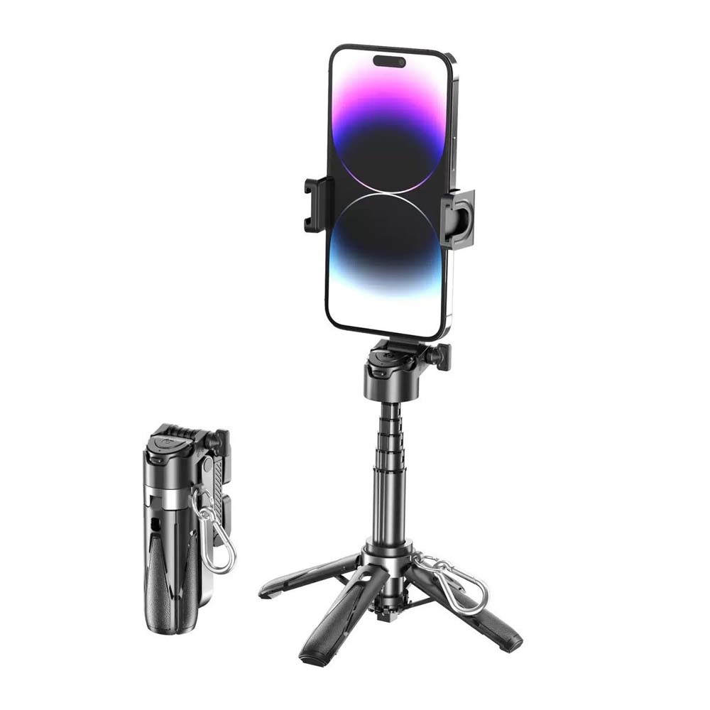 P15T Mini Selfie Stick Tripod - Extendable Phone Stand with Wireless Remote for Android & iPhone Vlogging, Portable Travel Tripod