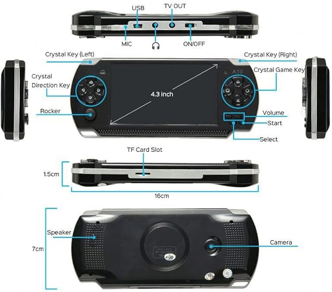 Classic Handheld Gaming Console – 4.3-Inch Display with 200 Retro Games and Integrated Camera