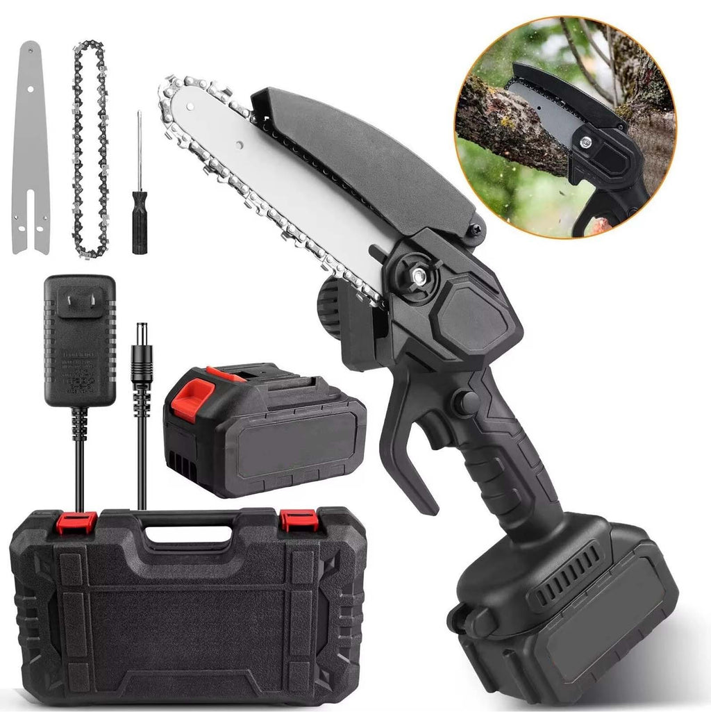 Brushless Cordless Chainsaw - Mini Electric Handheld Chainsaw with Safety Lock for Tree Branch Cutting