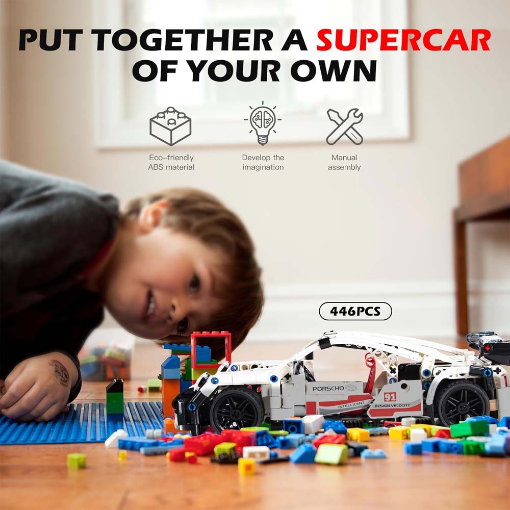 Come Alive Building Blocks Car Set. 446-piece construction toy for ages 6+. Creative STEM set compatible with major brands.