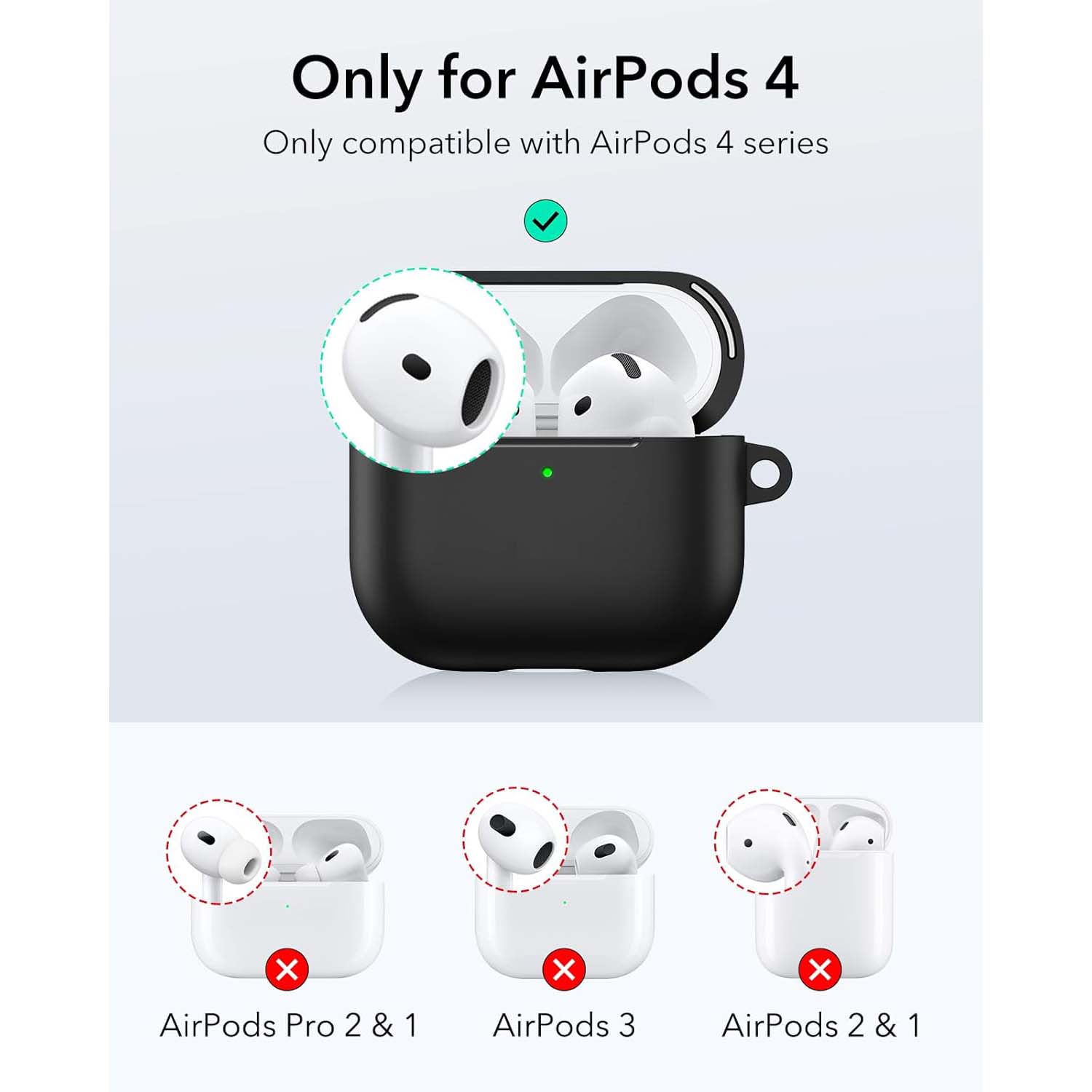 AirPods 4 Case (2024). USB-C compatible cover with magnetic lid lock & full drop protection. Soft multi-color cases.