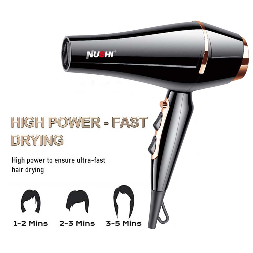 NUSHI NS-2204 Professional Hair Dryer 3000W ultra-powerful motor for fastest drying. Ionic technology for salon results.