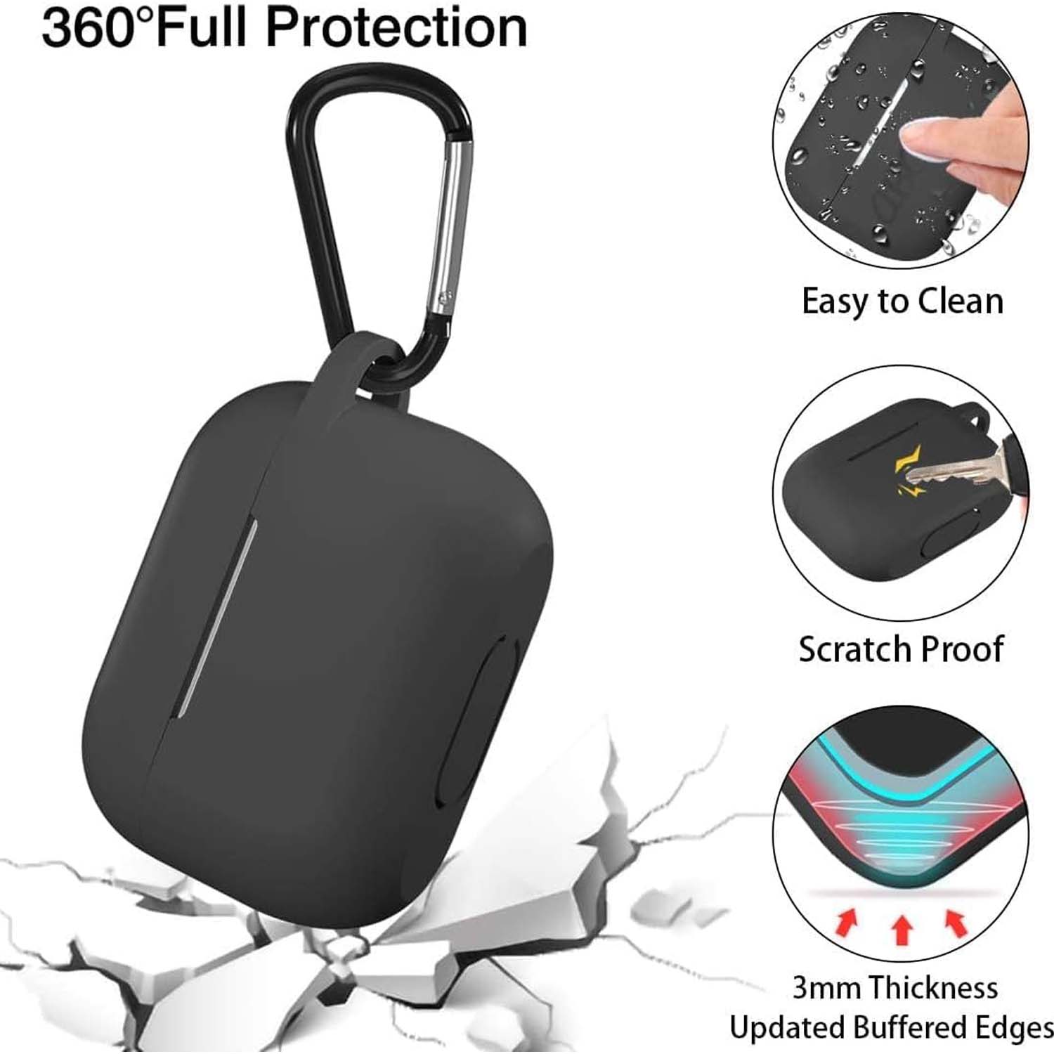 Silicone Case for AirPods Pro 3 (2025). Protective skin with keychain neck, shockproof & wireless charging supported. Multi-color.