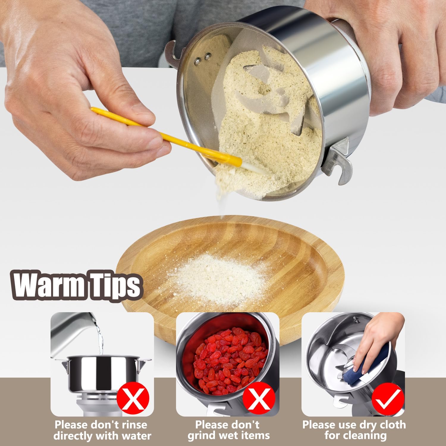 1000W Commercial Grain Mill Grinder - 200g Capacity, Superfine Flour & Spice Grinder for Home Use, High-Speed Electric Mill