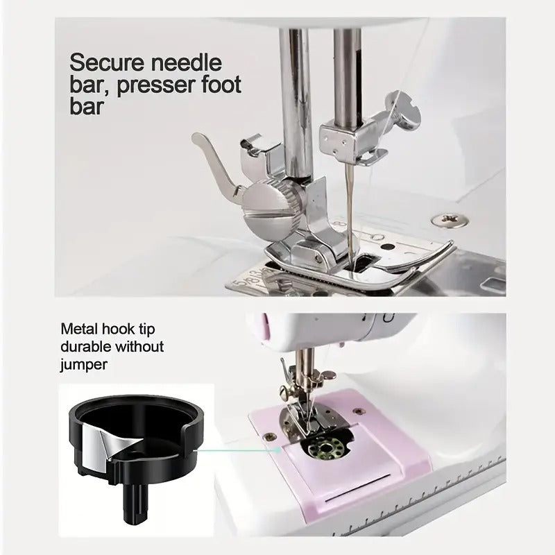 European Standard Home Sewing Machine - 2-Speed, Front/Back Stitch, Thick Fabric Locking, Night Light & Guide Locking Eye