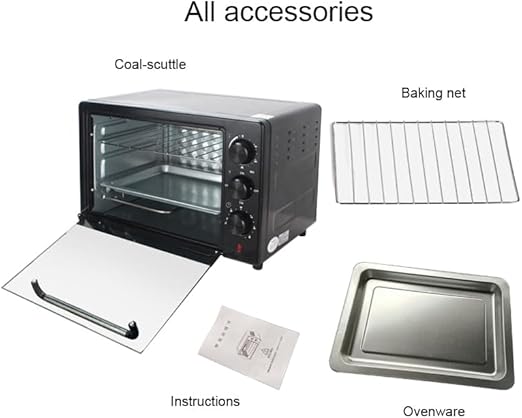 25L Electric Oven – Compact Countertop Oven with Even Heat Distribution, Timer, Baking Tray & Wire Rack for Baking, Roasting & Grilling