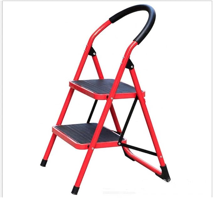 Hot Favorable Price 2-Step Home Mini Red Stairs | Folding Wrought Iron Ladder | Compact and Durable for Household Use