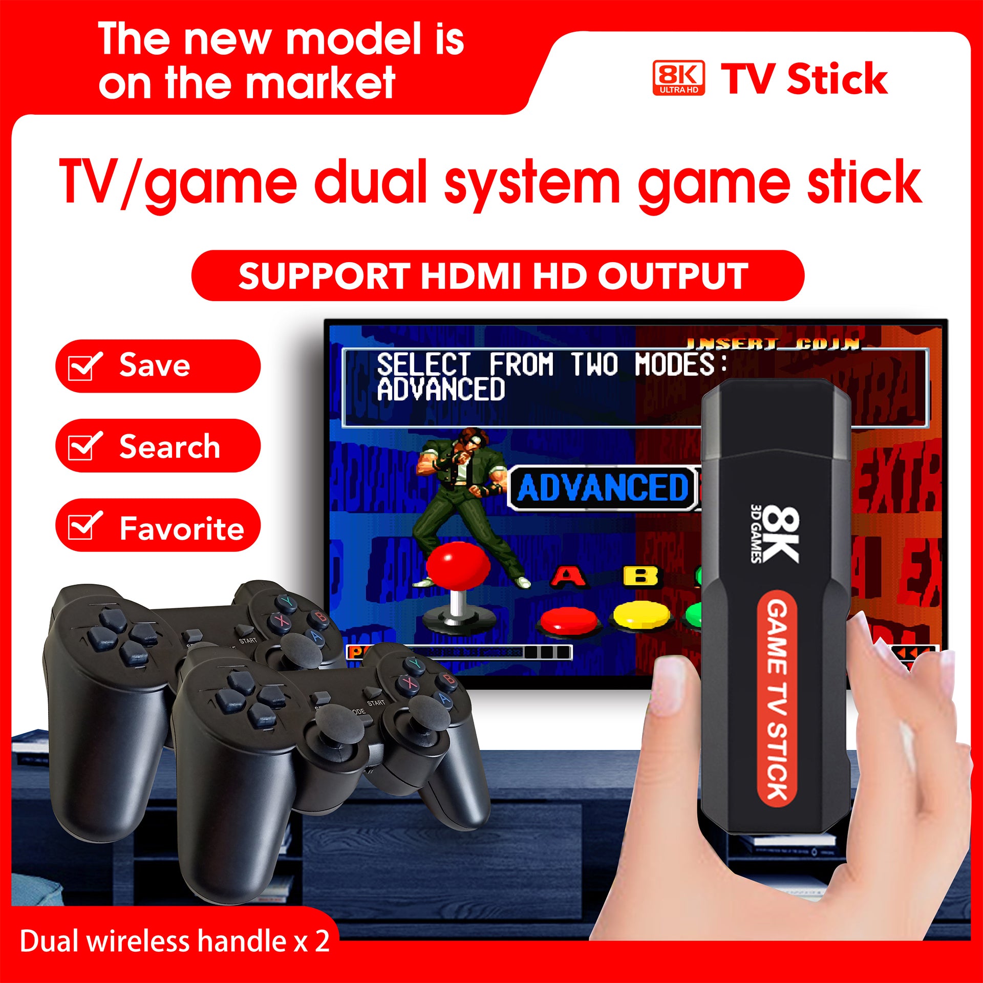 Q9 Video Game Stick | Android 5G 8K TV Box Dual System | Includes 2.4G Dual Wireless Controllers | Perfect Retro Christmas Gift