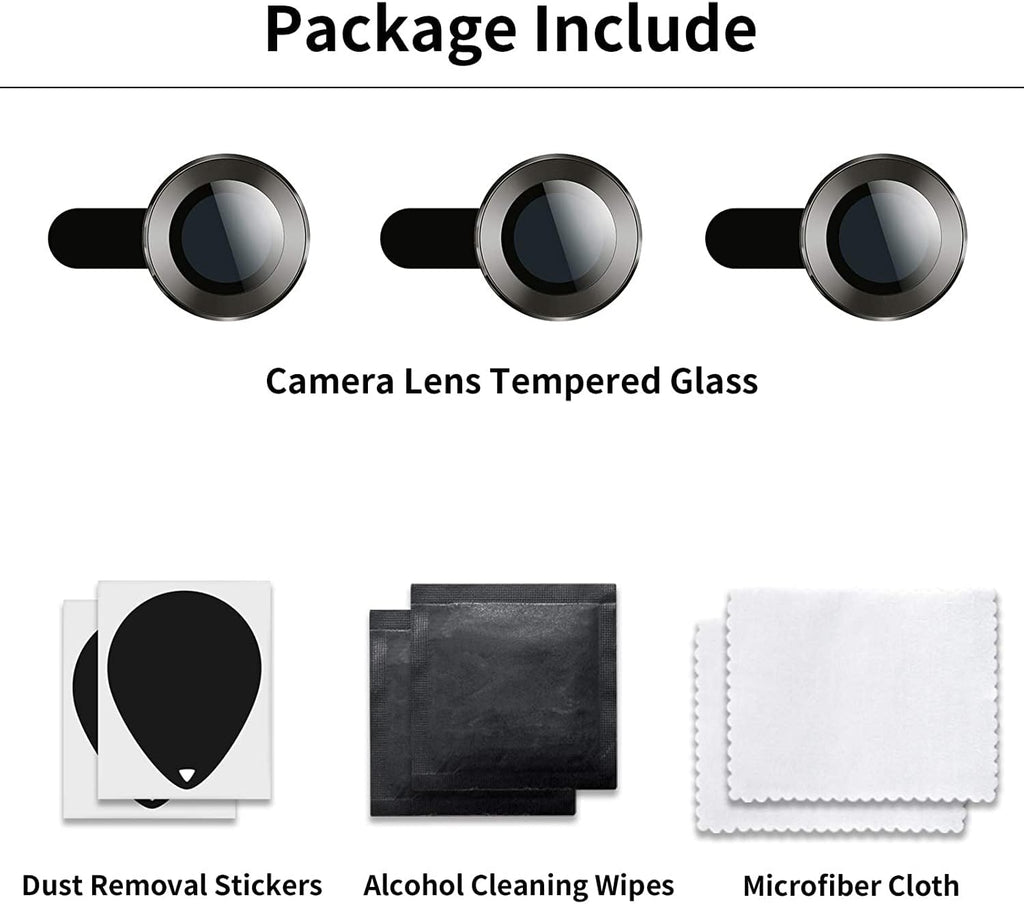 Camera Lens Protector for iPhone 13 Pro (6.1") and iPhone 13 Pro Max (6.7") – 9H Tempered Glass, Metal Individual Ring Cover, HD Clear, 1 Set