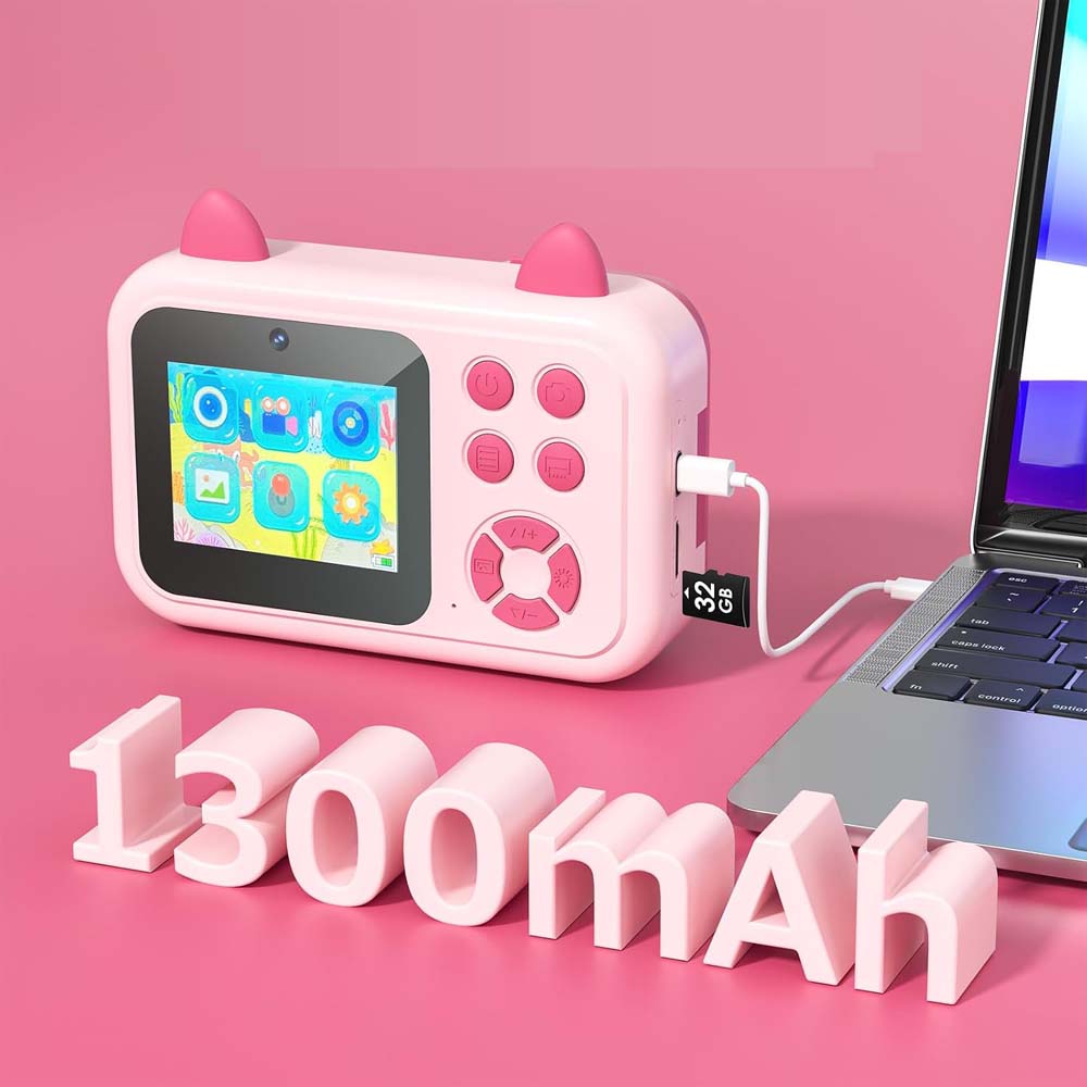 Kids Instant Camera - 1080P Digital Camera for Ages 3-12 with Printing Paper (No Card Included) Pink
