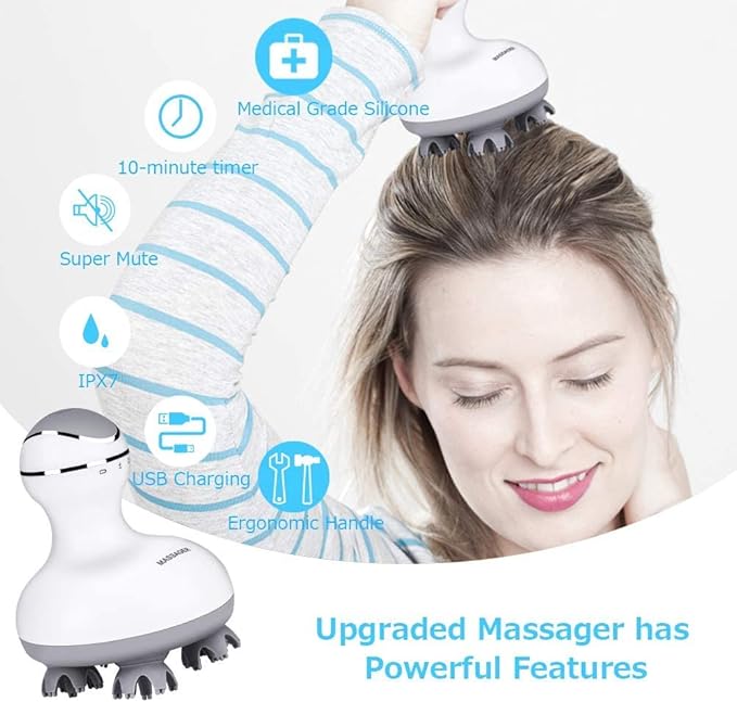 Smart 4D Head Massager | Electric Scalp Massager with 4 Heads & 84 Nodes | Stimulates Hair Growth, Stress Relief & Full-Body Relaxation