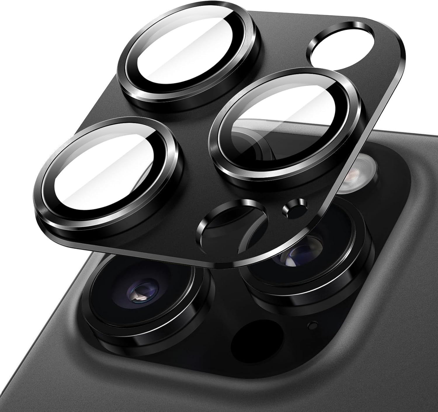 Camera Lens Protector for iPhone 16 Pro (6.3") and iPhone 16 Pro Max (6.9") – 9H Tempered Glass with Matte Metal Plate, Case-Friendly Full Coverage Lens Cover