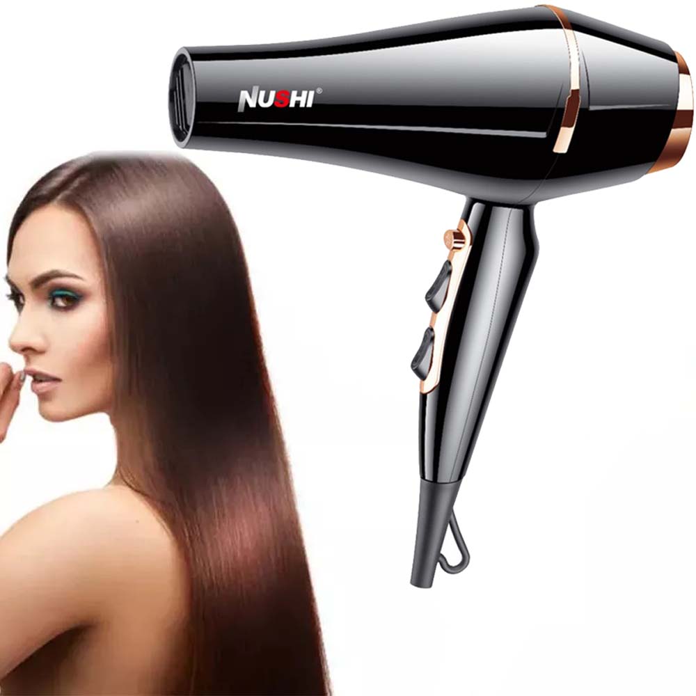 NUSHI NS-2204 Professional Hair Dryer 3000W ultra-powerful motor for fastest drying. Ionic technology for salon results.