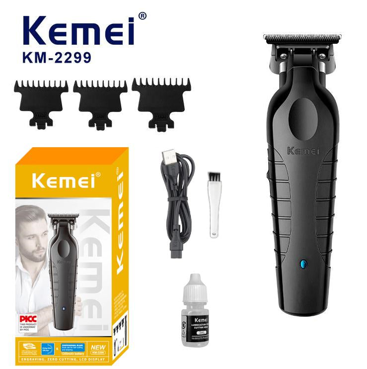 Kemei KM-2299 Professional Cordless Hair Clipper  1200mAh USB rechargeable trimmer for barber-grade haircuts at home or salon.