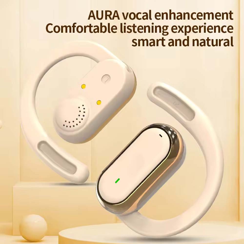 U-17H Wireless Sports Earbuds - Bluetooth 5.0, IPX5 Waterproof, Touch Control, Secure Fit for All Smartphones (Off-White)