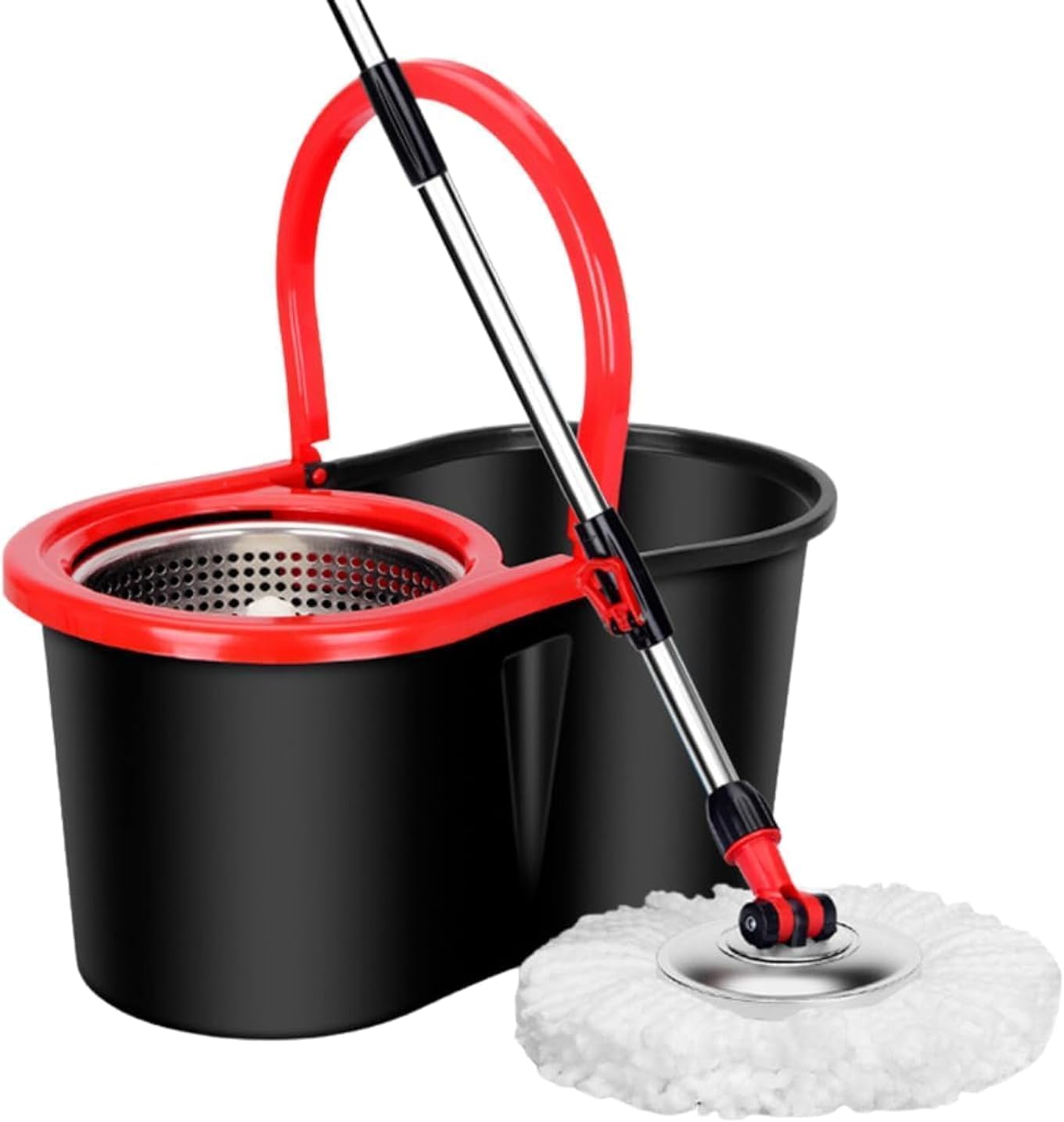 Easy Spin Mop and Bucket Set with 360° Rotation | Stainless Steel Handle & Wring Dryer Basket | Includes 2 Microfiber Mop Heads for Floor Cleaning | Ideal for Hardwood, Ceramic Tile, Marble, Laminate, and Glass