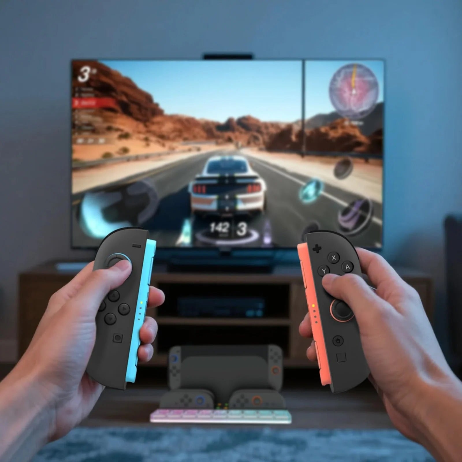 Switch 2 Charging Dock Station - Controller Charger with 7 RGB Lights, 9 Game Slots & Cooling Fan