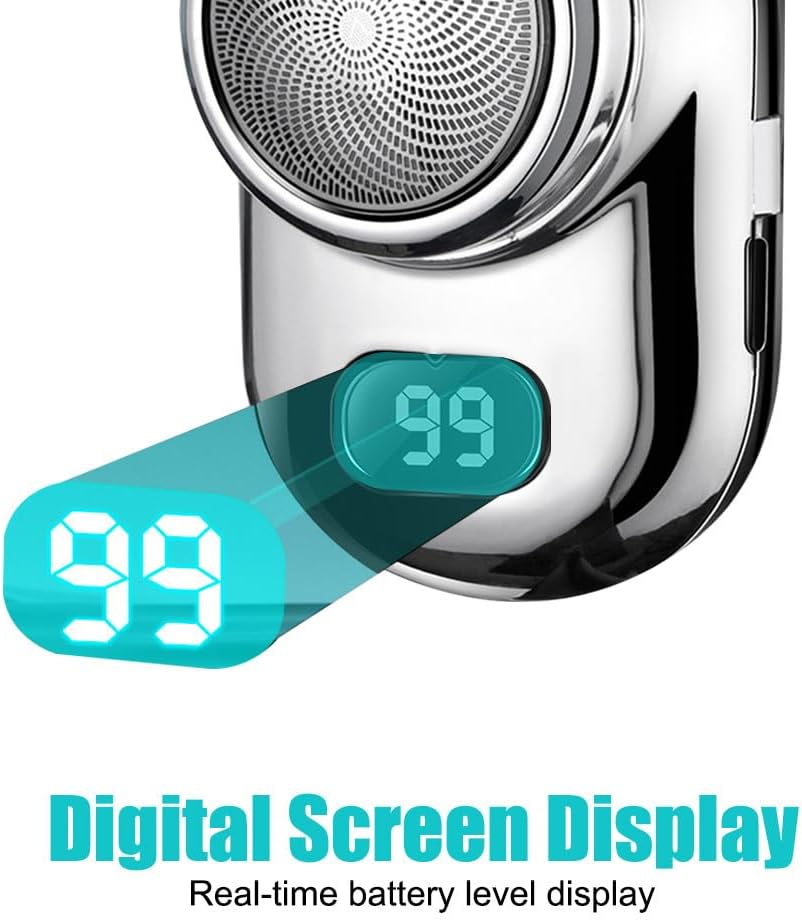 Fast Charging Digital Display Mini Shaver with Mirror | Portable USB-C Rechargeable Electric Shaver | Compact Travel Shaver for Men - Upgrade with High-Performance Blades