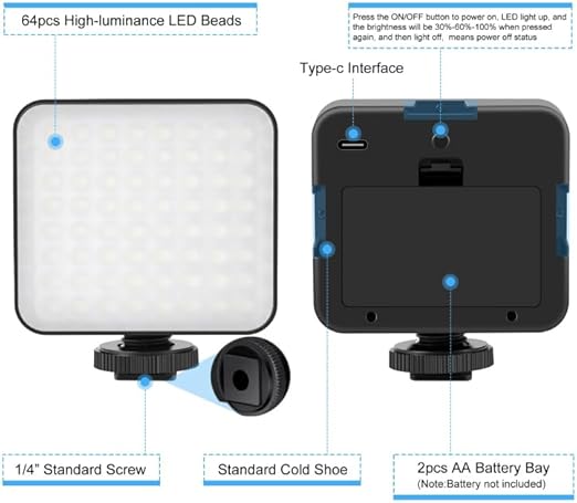 4-in-1 Vlogging Live Broadcast LED Selfie Fill Light Kit – Smartphone Video Rig with Microphone, Tripod Mount, and Cold Shoe Tripod Head - Blue