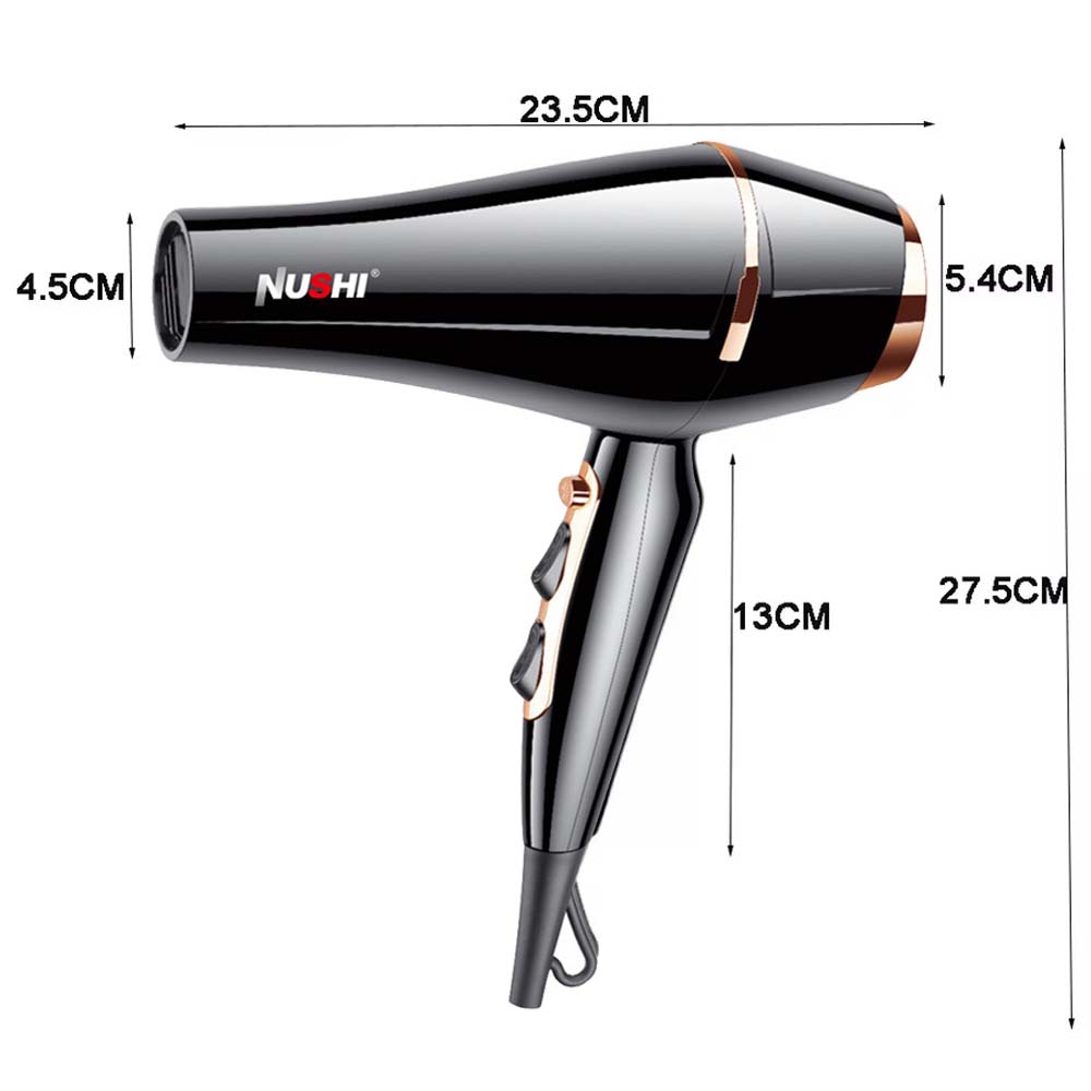 NUSHI NS-2204 Professional Hair Dryer 3000W ultra-powerful motor for fastest drying. Ionic technology for salon results.