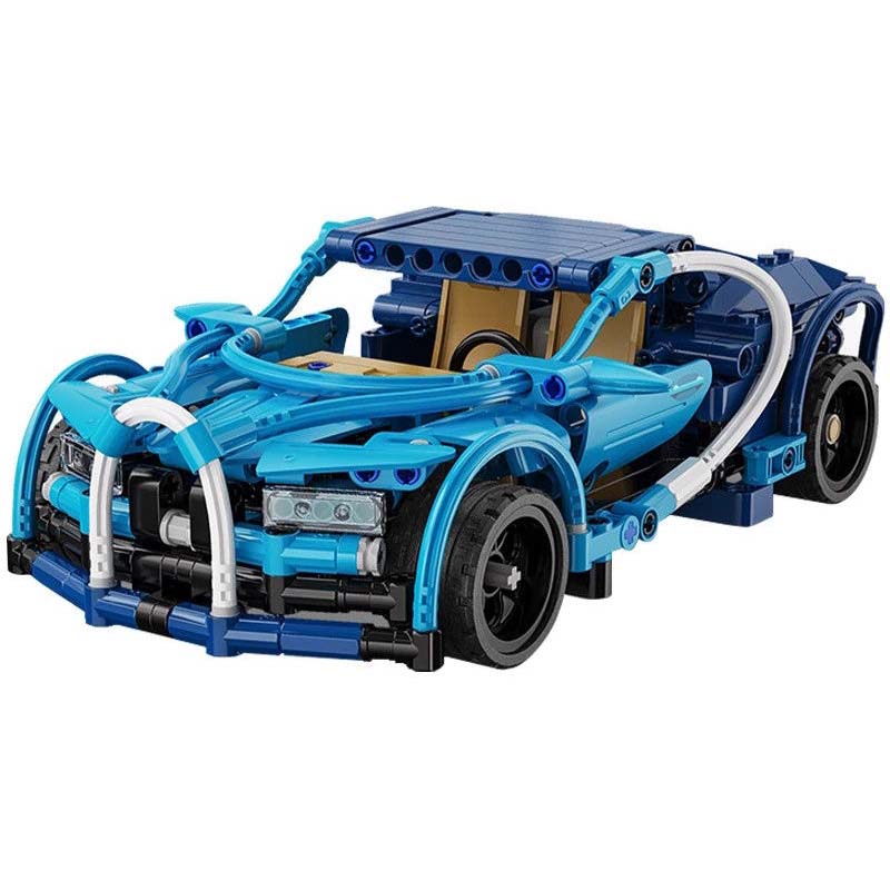 Classic Pull Back Super Sports Car DIY Bricks Set. Buildable racing car toy with pull-back motor for kids. 200+ pieces.